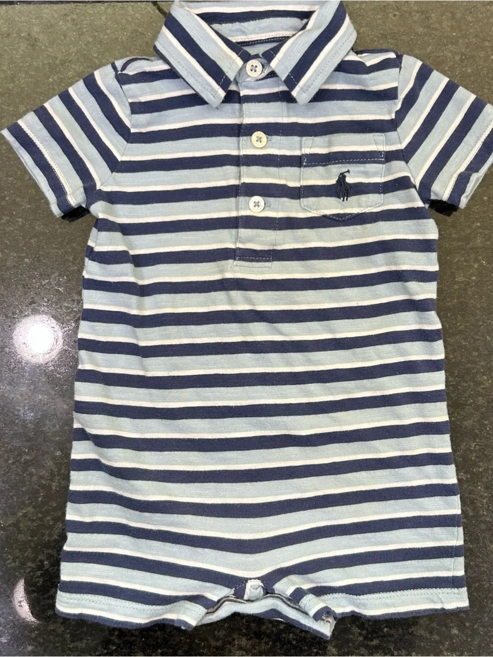 Two Ralph Lauren Infant Rompers Short Sleeve Cotton 6 months (H-34)